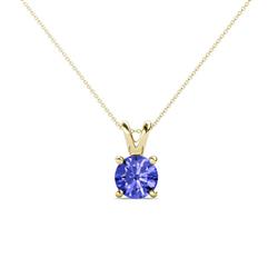 Jassiel Round Tanzanite Double Bail Solitaire Pendant Necklace Round Tanzanite Double Bail Womens Solitaire Pendant Necklace ct K Yellow GoldIncluded Inches K Yellow Gold Chain