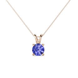 Jassiel Round Tanzanite Double Bail Solitaire Pendant Necklace Round Tanzanite Double Bail Womens Solitaire Pendant Necklace ct K Rose GoldIncluded Inches K Rose Gold Chain