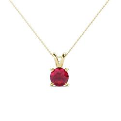 Jassiel Round Ruby Double Bail Solitaire Pendant Necklace Round Ruby Double Bail Womens Solitaire Pendant Necklace ct K Yellow GoldIncluded Inches K Yellow Gold Chain