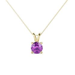 Jassiel Round Amethyst Double Bail Solitaire Pendant Necklace Round Amethyst Double Bail Womens Solitaire Pendant Necklace ct K Yellow GoldIncluded Inches K Yellow Gold Chain