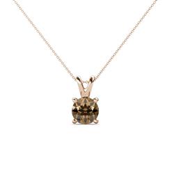 Jassiel Round Smoky Quartz Double Bail Solitaire Pendant Necklace Round Smoky Quartz Double Bail Womens Solitaire Pendant Necklace ct K Rose GoldIncluded Inches K Rose Gold Chain
