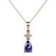 1 - Zaila Pear Cut Iolite and Diamond Two Stone Pendant 