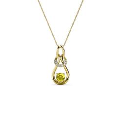 Neoma Yellow and White Diamond Love Knot Slider Pendant Yellow and White Diamond Love Knot Womens Slider Pendant ctw K Yellow GoldIncluded Inches K Yellow Gold Chain