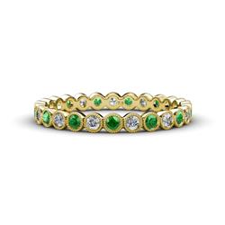 Arria Green Garnet and Lab Grown Diamond Eternity Band Green Garnet and Lab Grown Diamond Bezel Set Milgrain Womens Eternity Ring Stackable ctw K Yellow Gold