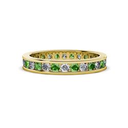 Celina Round Green Garnet and Lab Grown Diamond Eternity Band Round Green Garnet and Lab Grown Diamond ctw Channel Set Womens Eternity Ring Stackable K Yellow Gold