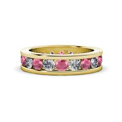 Celina Round Rhodolite Garnet and Lab Grown Diamond Eternity Band Round Rhodolite Garnet and Lab Grown Diamond ctw Channel Set Womens Eternity Ring Stackable K Yellow Gold