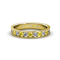 Livia Yellow Sapphire and Lab Grown Diamond Eternity Band Yellow Sapphire and Lab Grown Diamond Channel with Prong Set Womens Eternity Ring Stackable ctw K Yellow Gold