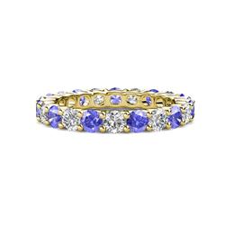 Joyce Tanzanite and Diamond Eternity Band Tanzanite and Diamond Common Prong Womens Eternity Ring Stackable ctw K Yellow Gold
