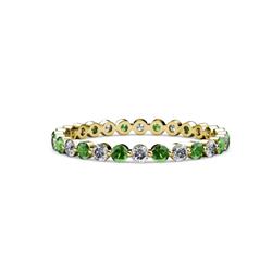 Valerie Green Garnet and Lab Grown Diamond Eternity Band Floating Green Garnet and Lab Grown Diamond Womens Eternity Ring Stackable ctw K Yellow Gold