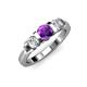 2 - Raea Amethyst and Lab Grown Diamond Three Stone Engagement Ring 