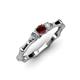 2 - Twyla Lab Grown Diamond and Red Garnet Three Stone Ring 