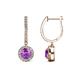 1 - Ilona (5mm) Round Amethyst and Diamond Halo Dangling Earrings 