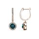 1 - Ilona (5mm) Round London Blue Topaz and Diamond Halo Dangling Earrings 