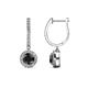 1 - Ilona (5mm) Round Black and White Diamond Halo Dangling Earrings 