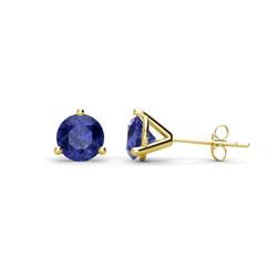Pema ctw Iolite Martini Solitaire Stud Earrings Iolite Three Prong Martini Stud Earrings ctw in K Yellow Gold