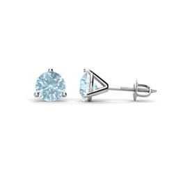 Pema ctw Aquamarine Martini Solitaire Stud Earrings Aquamarine Three Prong Martini Stud Earrings ctw in K White Gold