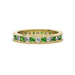 Celina Round Green Garnet and Diamond Eternity Band Round Green Garnet and Diamond ctw Channel Set Womens Eternity Ring Stackable K Yellow Gold