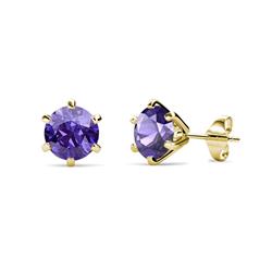 Kenna Iolite Martini Solitaire Stud Earrings Iolite Six Prong Martini Solitaire Stud Earrings ctw K Yellow Gold