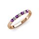 3 - Fiala 2.40 mm Amethyst and Lab Grown Diamond 7 Stone Wedding Band 