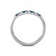 5 - Fiala 2.00 mm Blue and White Diamond 7 Stone Wedding Band 