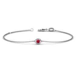 Alys Round Ruby Solitaire Station Minimalist Bracelet Round Ruby ct Solitaire Station Minimalist Bracelet K White Gold