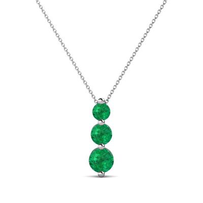 Kesha Round Emerald Graduated Three Stone Drop Pendant