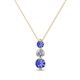 1 - Kesha (3.4mm) Round Tanzanite and Diamond Graduated Three Stone Drop Pendant 