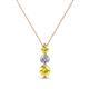 1 - Kesha (3.4mm) Round Yellow Sapphire and Diamond Graduated Three Stone Drop Pendant 