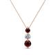 1 - Kesha (3.4mm) Round Red Garnet and Diamond Graduated Three Stone Drop Pendant 