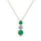 1 - Kesha (3.4mm) Round Emerald and Diamond Graduated Three Stone Drop Pendant 