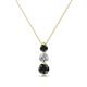 1 - Kesha (3.4mm) Round Black and White Diamond Graduated Three Stone Drop Pendant 