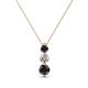 1 - Kesha (3.4mm) Round Black and White Diamond Graduated Three Stone Drop Pendant 