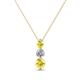 1 - Kesha (3.4mm) Round Yellow Sapphire and Diamond Graduated Three Stone Drop Pendant 