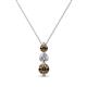 1 - Kesha (3.4mm) Round Smoky Quartz and Diamond Graduated Three Stone Drop Pendant 