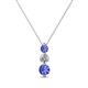 1 - Kesha (3.4mm) Round Tanzanite and Diamond Graduated Three Stone Drop Pendant 