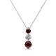 1 - Kesha (3.4mm) Round Red Garnet and Diamond Graduated Three Stone Drop Pendant 