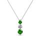 1 - Kesha (3.4mm) Round Green Garnet and Lab Grown Diamond Graduated Three Stone Drop Pendant 