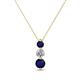 1 - Kesha (3.4mm) Round Blue Sapphire and Lab Grown Diamond Graduated Three Stone Drop Pendant 