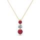 1 - Kesha (3.4mm) Round Ruby and Lab Grown Diamond Graduated Three Stone Drop Pendant 