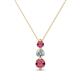 1 - Kesha (3.4mm) Round Rhodolite Garnet and Lab Grown Diamond Graduated Three Stone Drop Pendant 