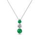 1 - Kesha (3.4mm) Round Emerald and Lab Grown Diamond Graduated Three Stone Drop Pendant 