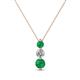 1 - Kesha (3.4mm) Round Emerald and Lab Grown Diamond Graduated Three Stone Drop Pendant 