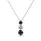 1 - Kesha (3.4mm) Round Black Diamond and White Lab Grown Diamond Graduated Three Stone Drop Pendant 