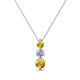 1 - Kesha (3.4mm) Round Citrine and Diamond Graduated Three Stone Drop Pendant 