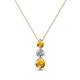 1 - Kesha (3.4mm) Round Citrine and Diamond Graduated Three Stone Drop Pendant 