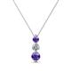 1 - Kesha (3.4mm) Round Iolite and Diamond Graduated Three Stone Drop Pendant 