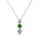 1 - Kesha (3.4mm) Round Green Garnet and Lab Grown Diamond Graduated Three Stone Drop Pendant 