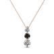 1 - Kesha (3.4mm) Round Black Diamond and White Lab Grown Diamond Graduated Three Stone Drop Pendant 