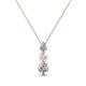 1 - Kesha (3.4mm) Round White Sapphire and Lab Grown Diamond Graduated Three Stone Drop Pendant 