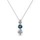 1 - Kesha (3.4mm) Round Blue Diamond and White Lab Grown Diamond Graduated Three Stone Drop Pendant 